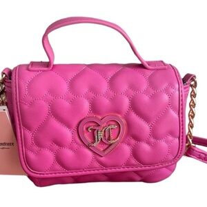 Juicy Couture Heart Quilted Juicy Pink Flawless Flap Crossbody Purse NWT $79
